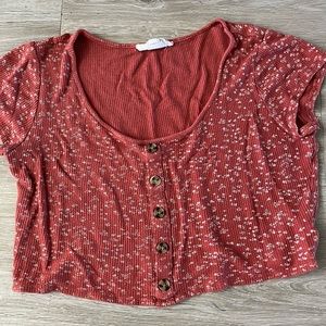 Rusted red color button down shirt
